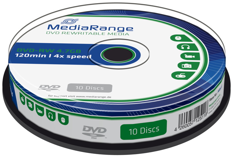 50 Mediarange Rohlinge DVD-RW 4,7GB 4x Spindel