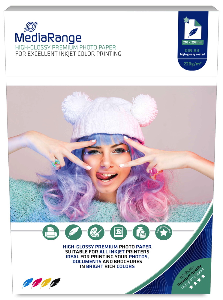 1000 Mediarange Blatt Fotopapier DIN A4 high glossy glänzend einseitig 220 g/m²