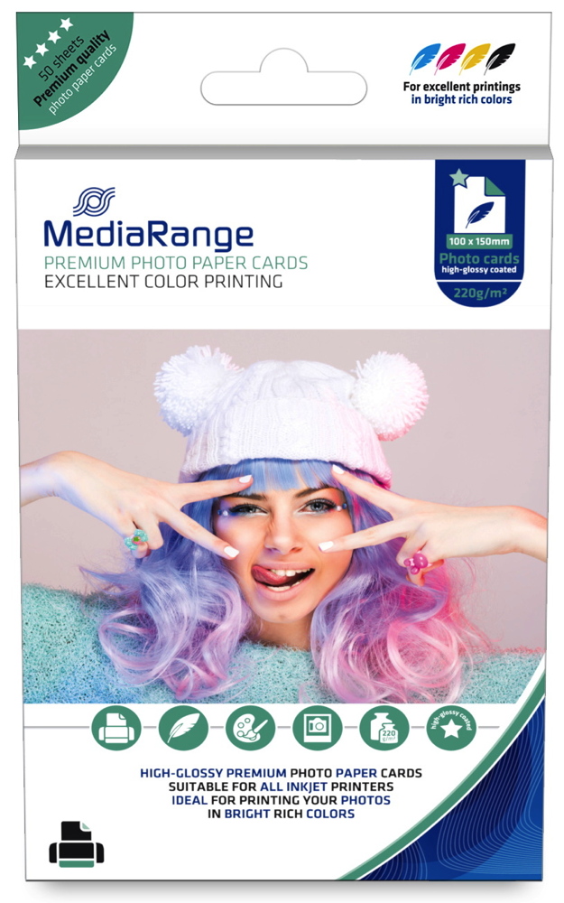 50 Mediarange Blatt Fotopapier DIN A6 high glossy glänzend einseitig 220 g/m²