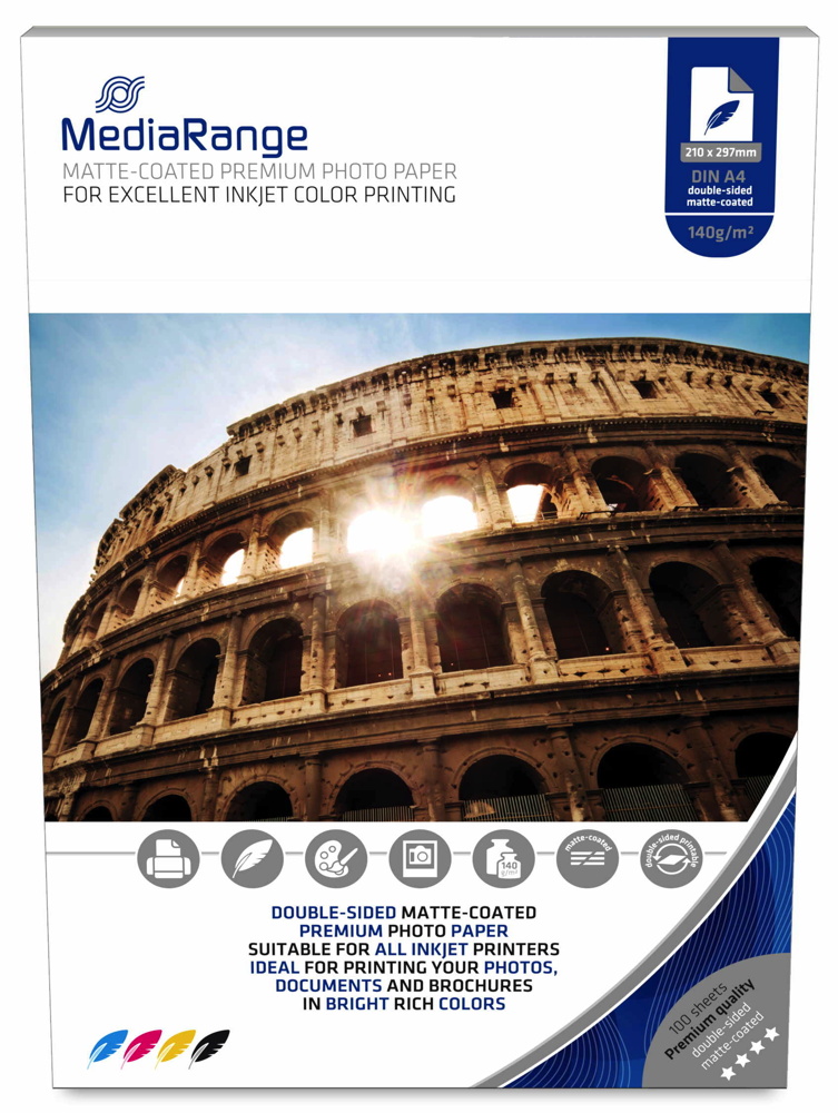 1000 Mediarange Blatt Fotopapier DIN A4 matt beidseitig dual 140 g/m²