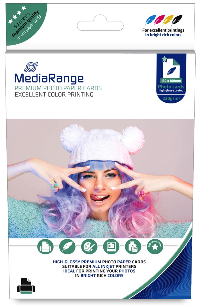 50 Mediarange Blatt Fotopapier DIN B6 high glossy glänzend einseitig 220 g/m²