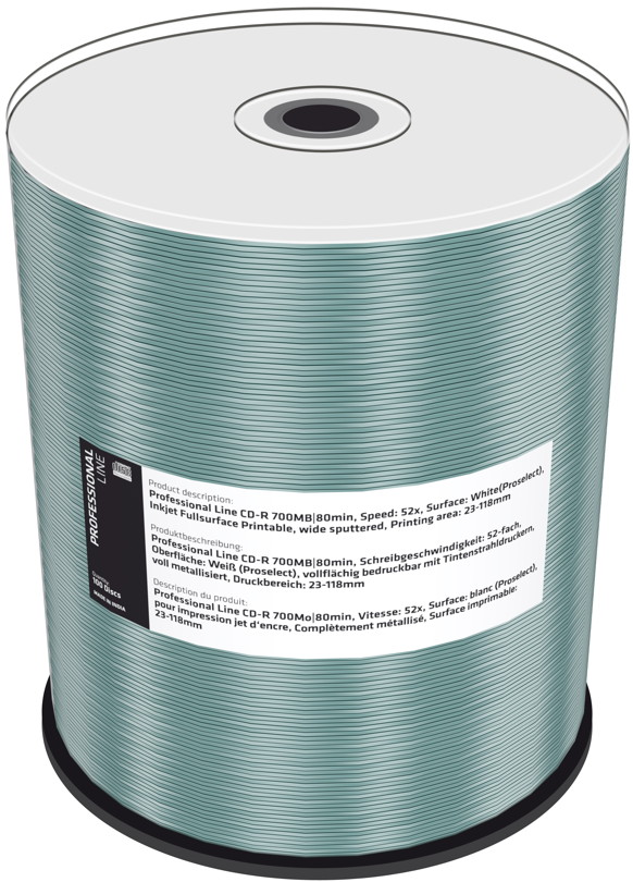 100 Professional Rohlinge CD-R full printable proselect 80Min 700MB 52x Spindel