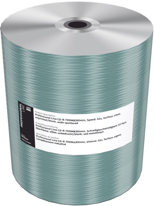 100 Professional Rohlinge CD-R wide sputtered blank 80Min 700MB 52x Shrink