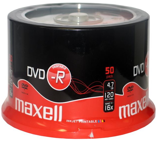 50 Maxell Rohlinge DVD-R full printable 4,7GB 16x Spindel
