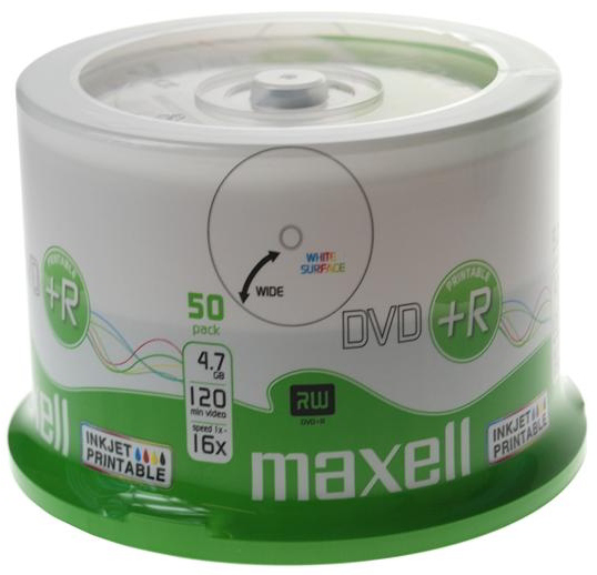 100 Maxell Rohlinge DVD+R full printable 4,7GB 16x Spindel