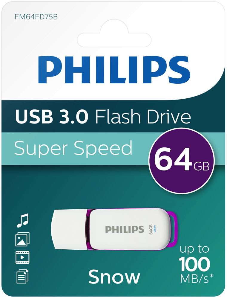 Philips USB Stick 64GB Speicherstick Snow wei� USB 3.0