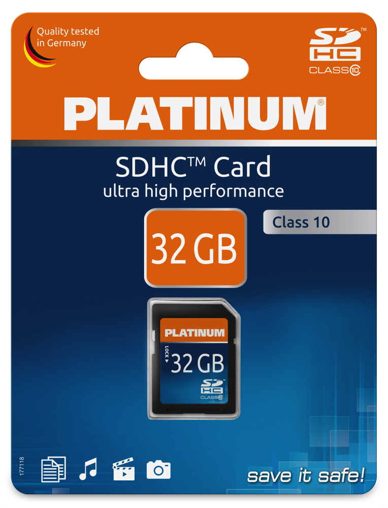 Platinum SDHC Karte 32GB Speicherkarte UHS-I Class 10