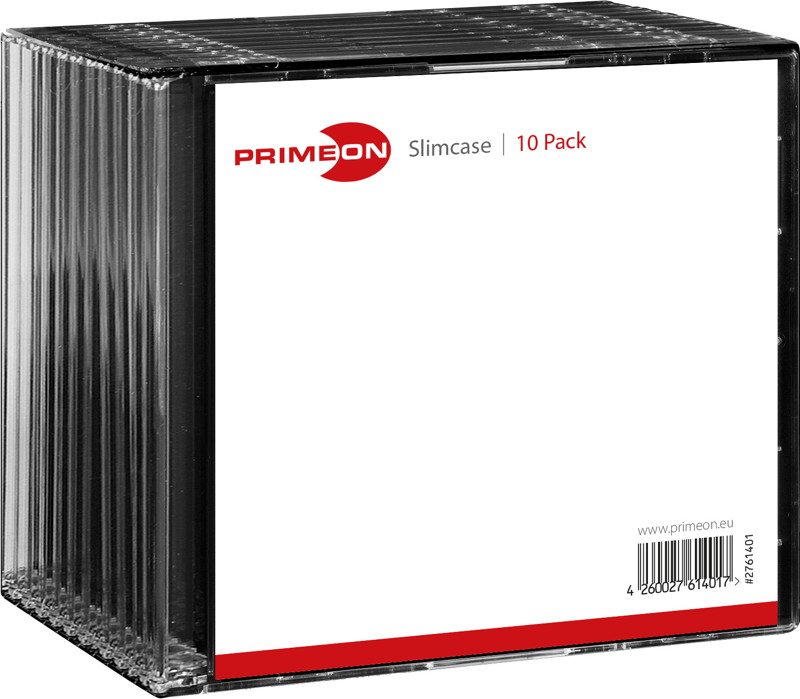 10 Primeon CD H�llen 1er Slimcase 5,2 mm f�r je 1 BD / CD / DVD schwarz
