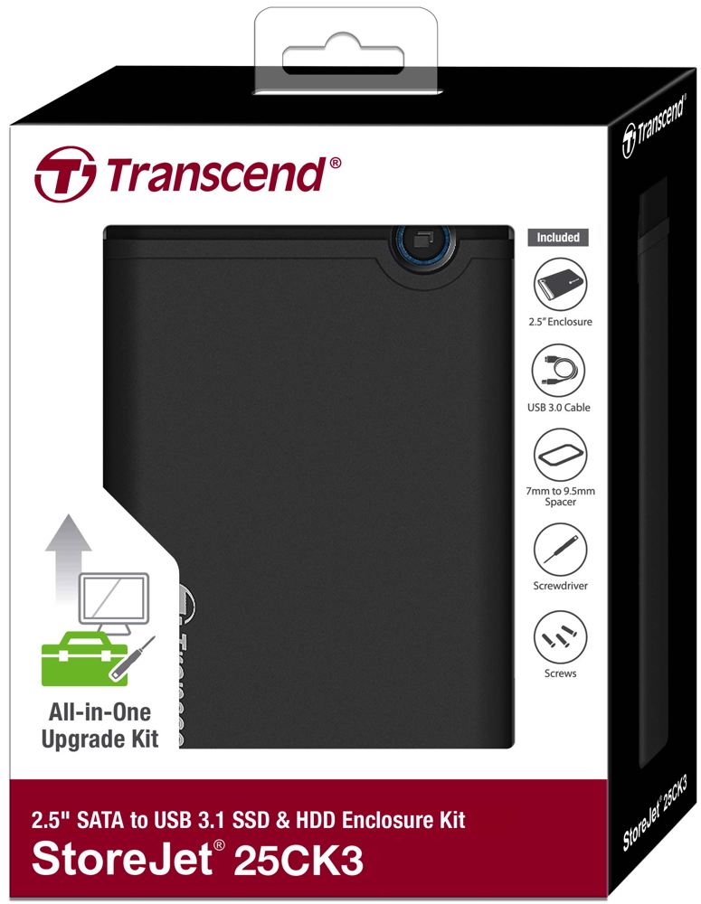 Transcend Leergeh�use SSD HDD Festplatte Geh�use Storejet 2,5 Zoll USB 3.1 grau