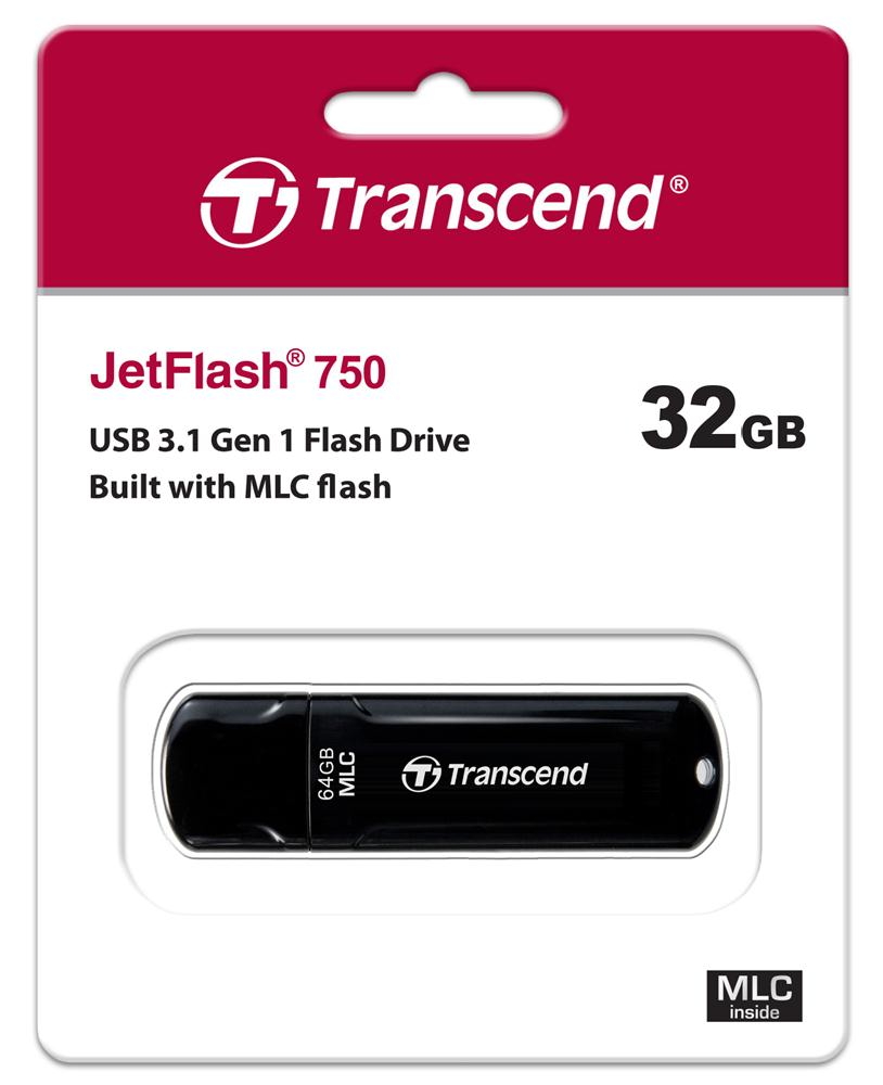 Transcend USB Stick 32GB Speicherstick JetFlash 750 MLC schwarz USB 3.0