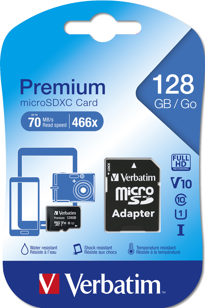 Verbatim Micro SDXC Karte 128GB Speicherkarte Premium UHS-I Class 10