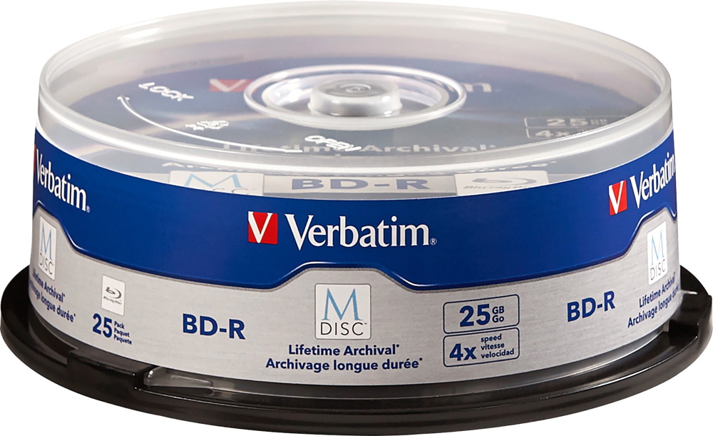 25 Verbatim Rohlinge MDisc Bluray BDR 25GB 4x Spindel