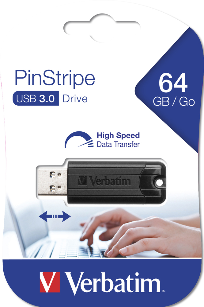 Verbatim USB Stick 64GB Speicherstick Drive PinStripe schwarz USB 3.0