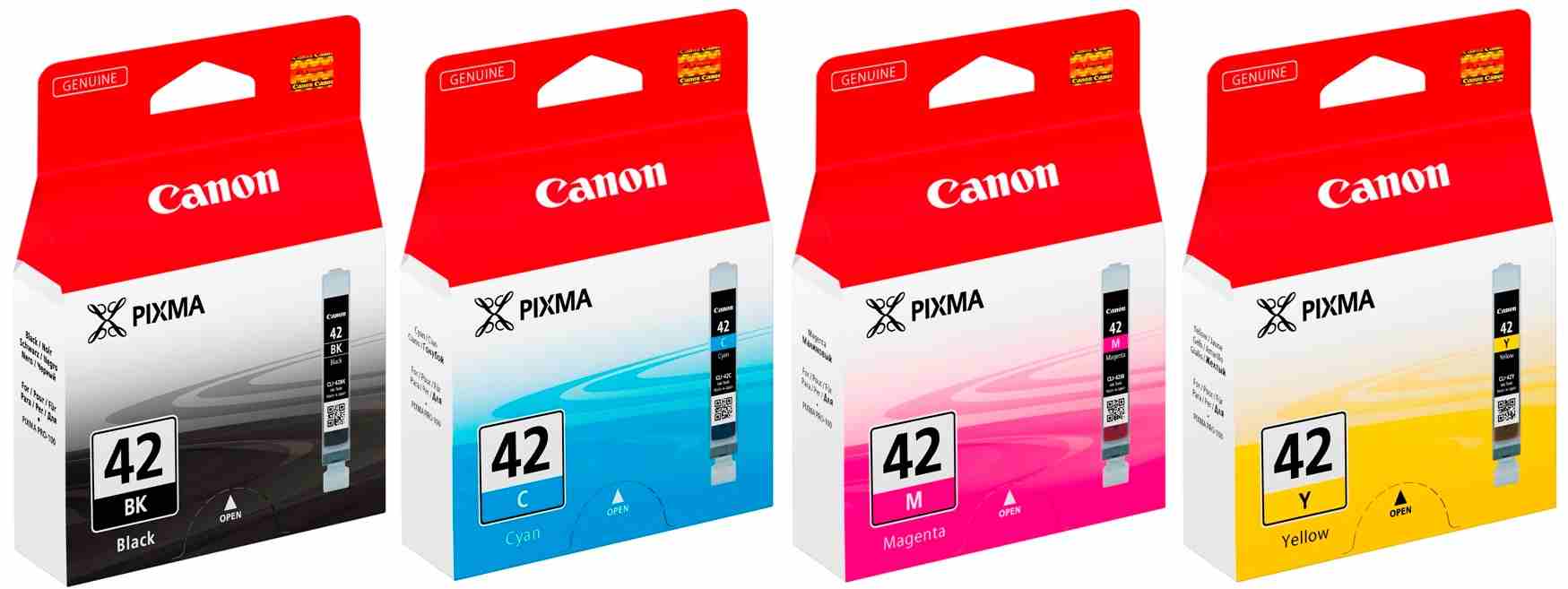 4 Canon Druckerpatronen Tinte CLI-42 BK / C / M / Y Multipack