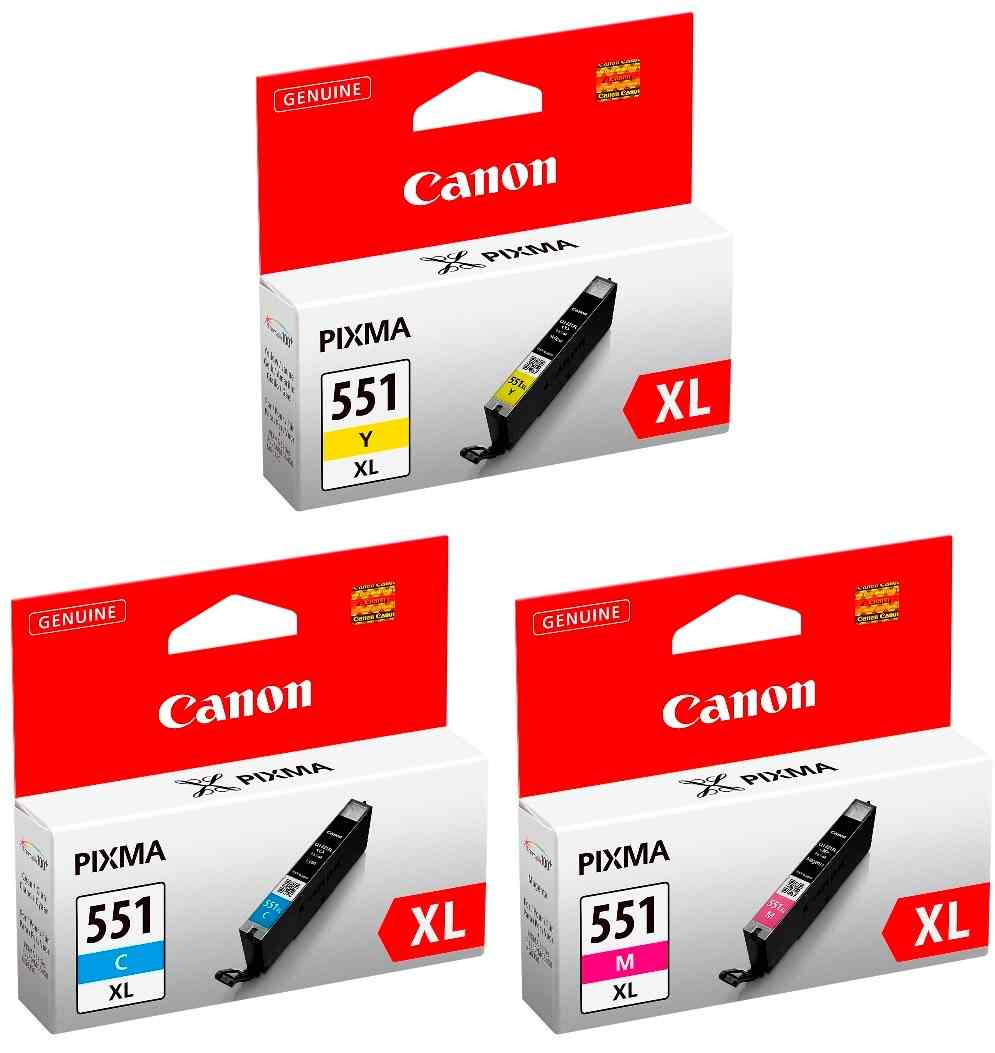3 Canon Druckerpatronen Tinte CLI-551 XL C / M / Y Multipack