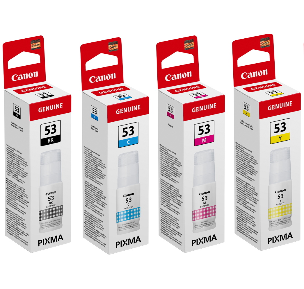 4 Canon Tintenbehälter Tinte GI-53 PGBK / C / M / Y Multipack