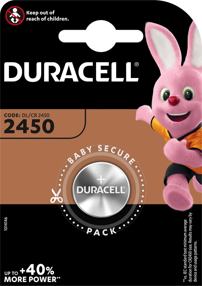 1 Duracell CR 2450 / DL 2450 Lithium Knopfzelle Batterie Blister