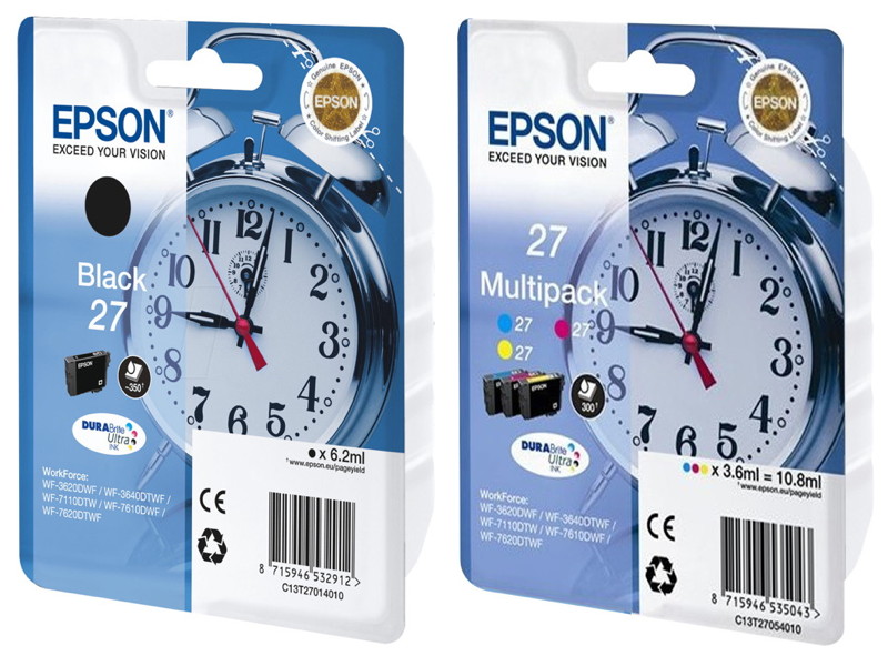4 Epson Druckerpatronen Tinte 27 T2701 BK / 27 T2705 C / M / Y Multipack