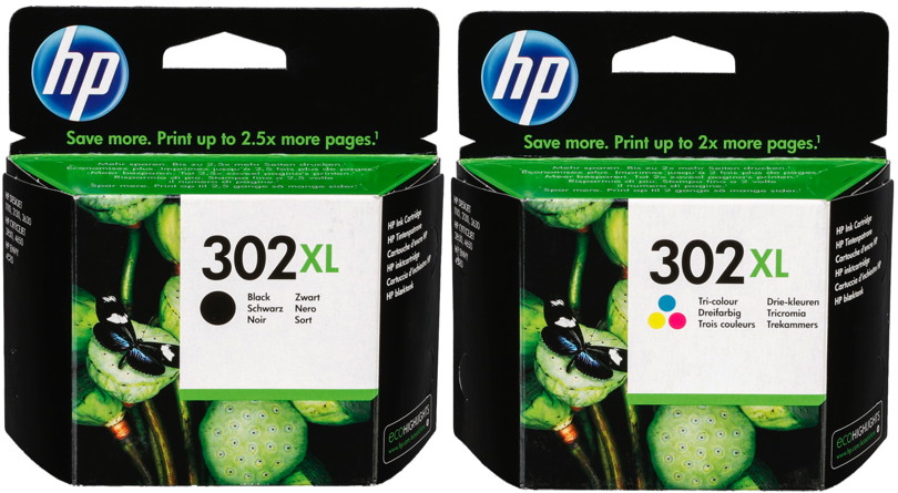 2 HP Druckerpatronen Tinte Nr. 302 XL BK / tri-color Multipack