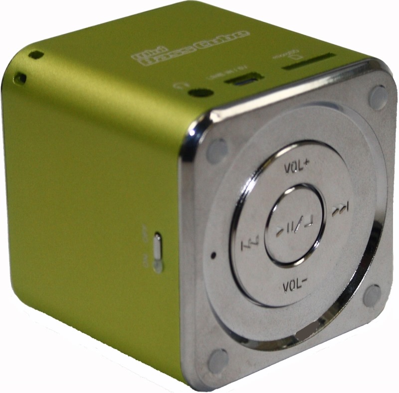 JAYtech portabler Lautsprecher / MP3 Player Mini Bass Cube SA101 grün