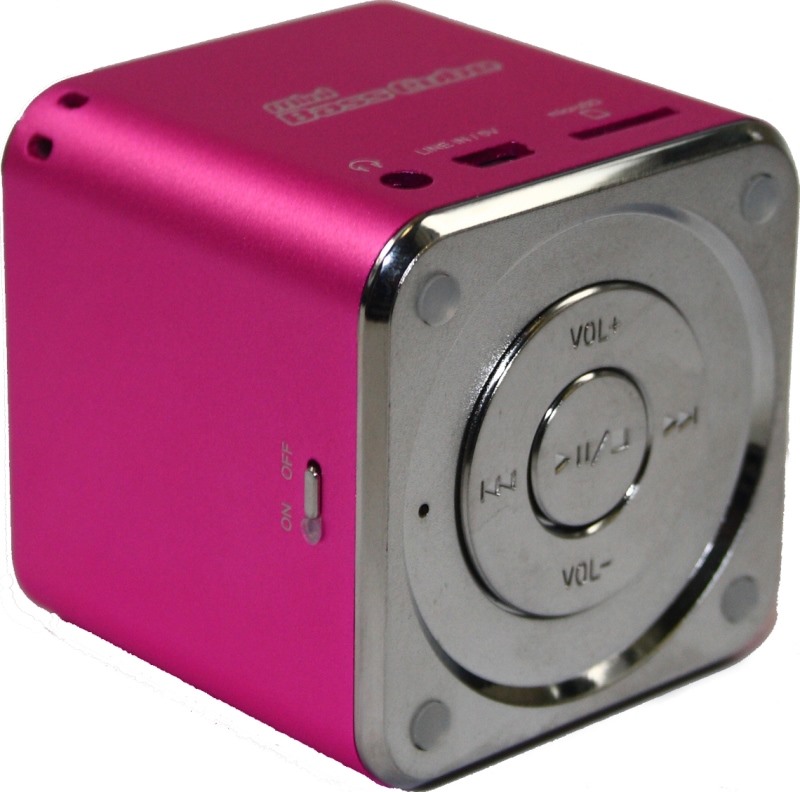JAYtech portabler Lautsprecher / MP3 Player Mini Bass Cube SA101 pink