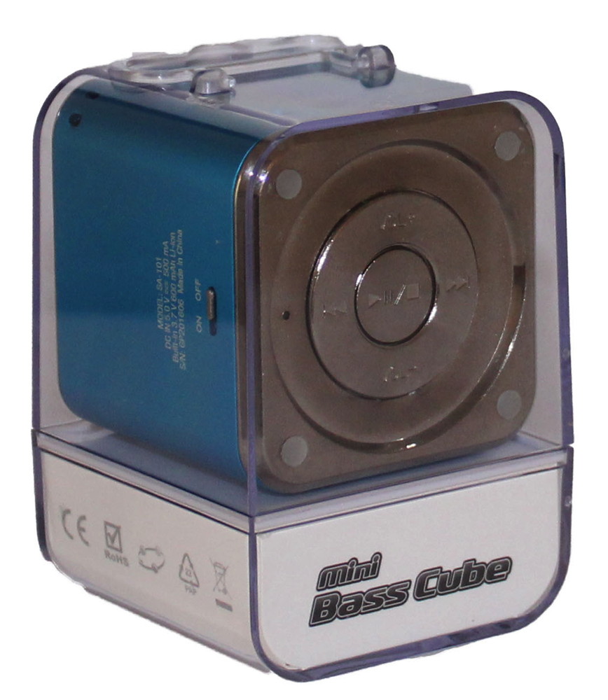 JAYtech portabler Lautsprecher / MP3 Player Mini Bass Cube SA101 blau