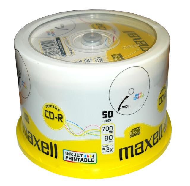 50 Maxell Rohlinge CD-R full printable 80Min 700MB 52x Spindel
