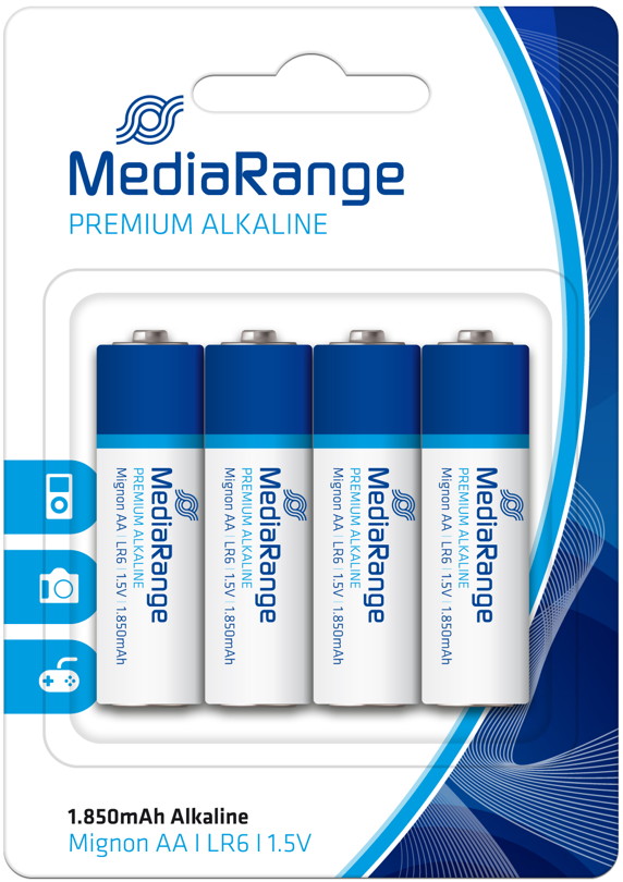 4 Mediarange Premium AA / Mignon Alkaline Batterien im 4er Blister