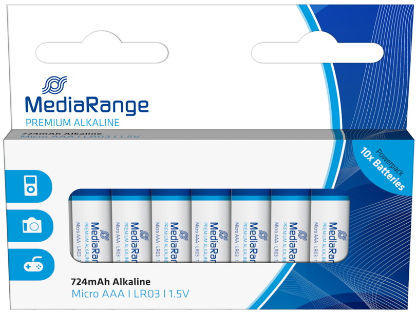 100 Mediarange Premium AAA / Micro Alkaline Batterien im 10er Karton