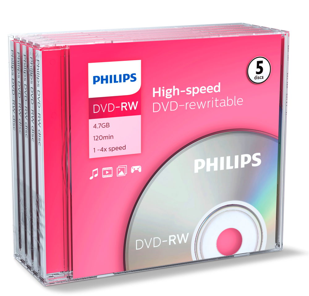 50 Philips Rohlinge DVDRW 4,7GB 4x Jewelcase