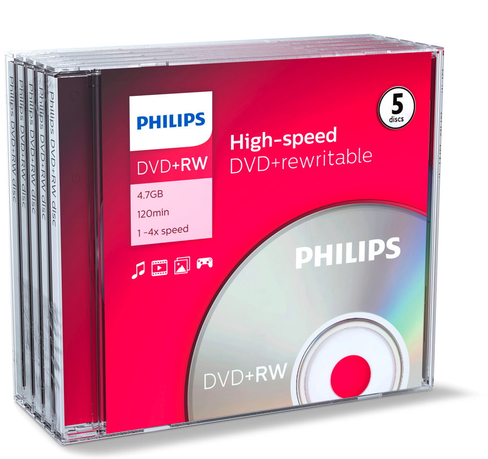 50 Philips Rohlinge DVD+RW 4,7GB 4x Jewelcase