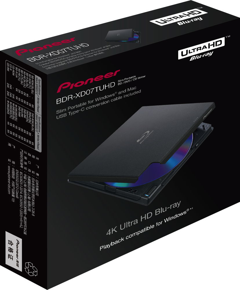 Pioneer Brenner extern BDRXD07TUHD BDXL für BD / CD / DVD / MDisc 4K