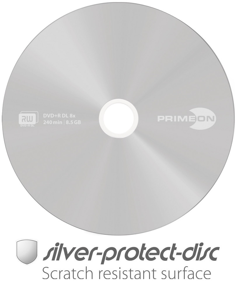 Optical Quantum 8.5GB DVD+R DL Blank Discs - 8X Speed, 50 Pack, Silver Shiny Top