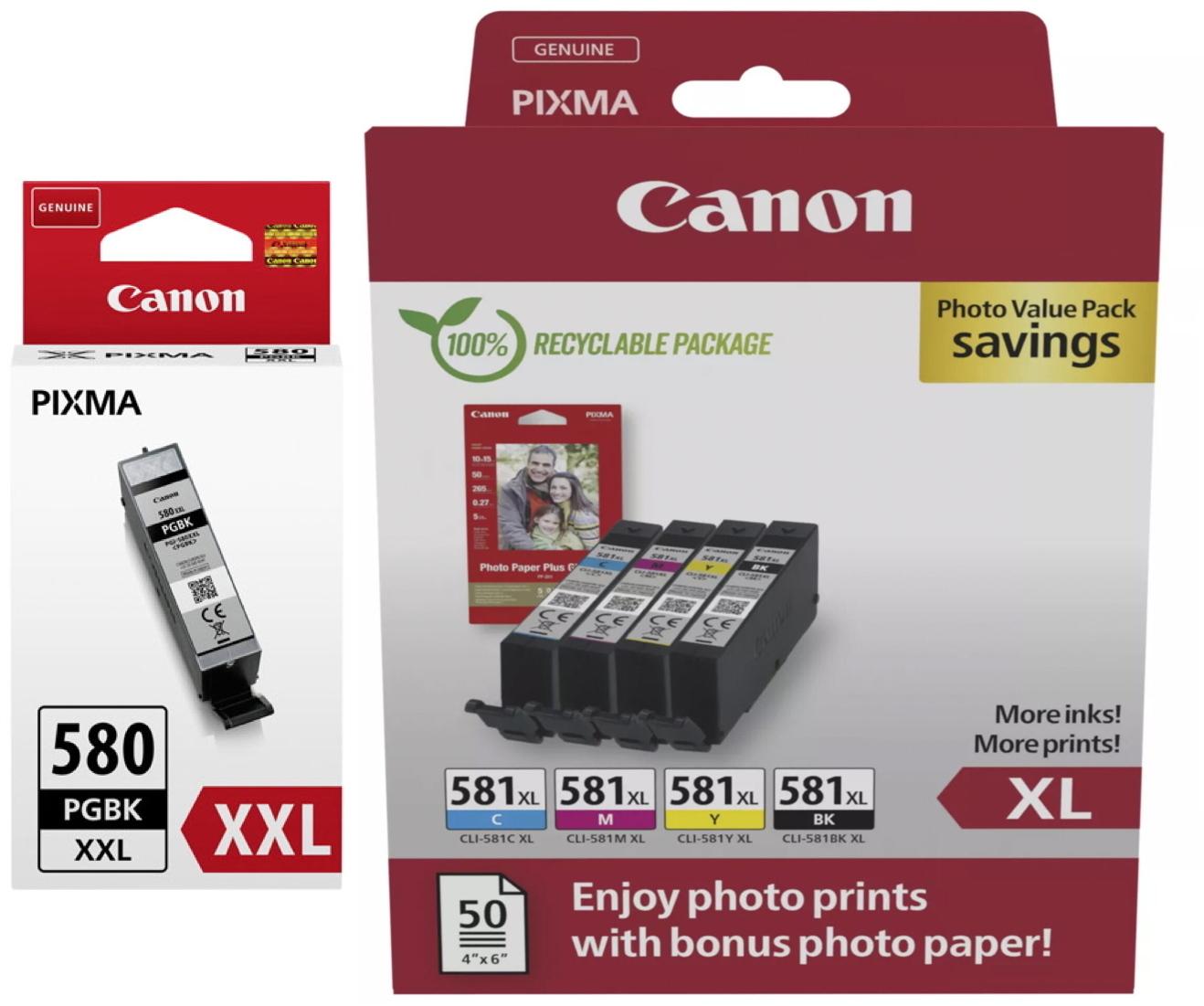 5 Canon Druckerpatronen Tinte PGI-580 XL PGBK / CLI-581 XL BK / C / M / Y Multipack