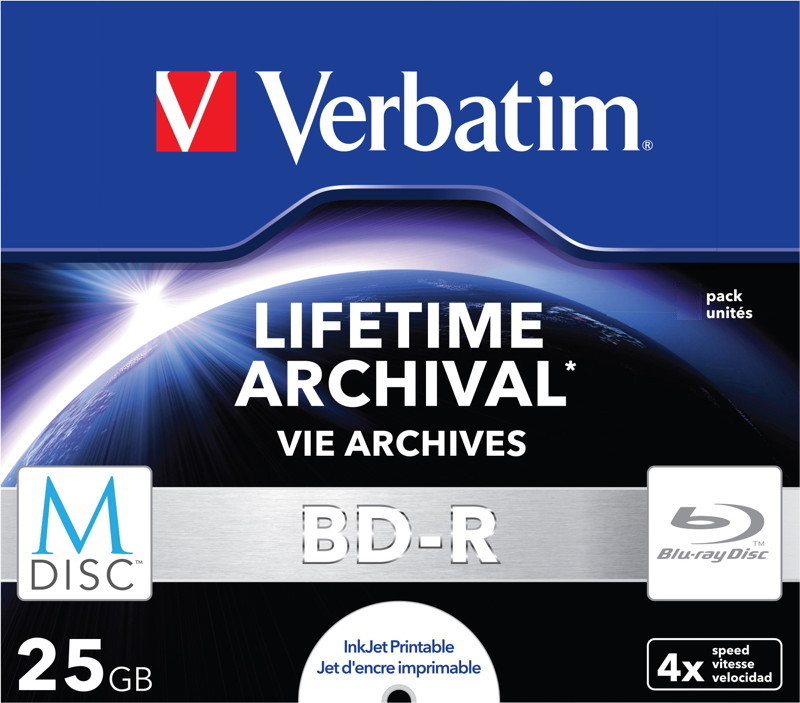1 Verbatim Rohling M-Disc Blu-ray BD-R full printable 25GB 4x Jewelcase