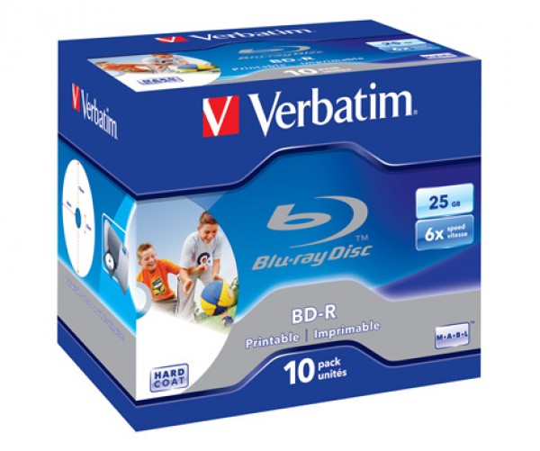 10 Verbatim Rohlinge Blu-ray BD-R full printable 25GB 6x Jewelcase